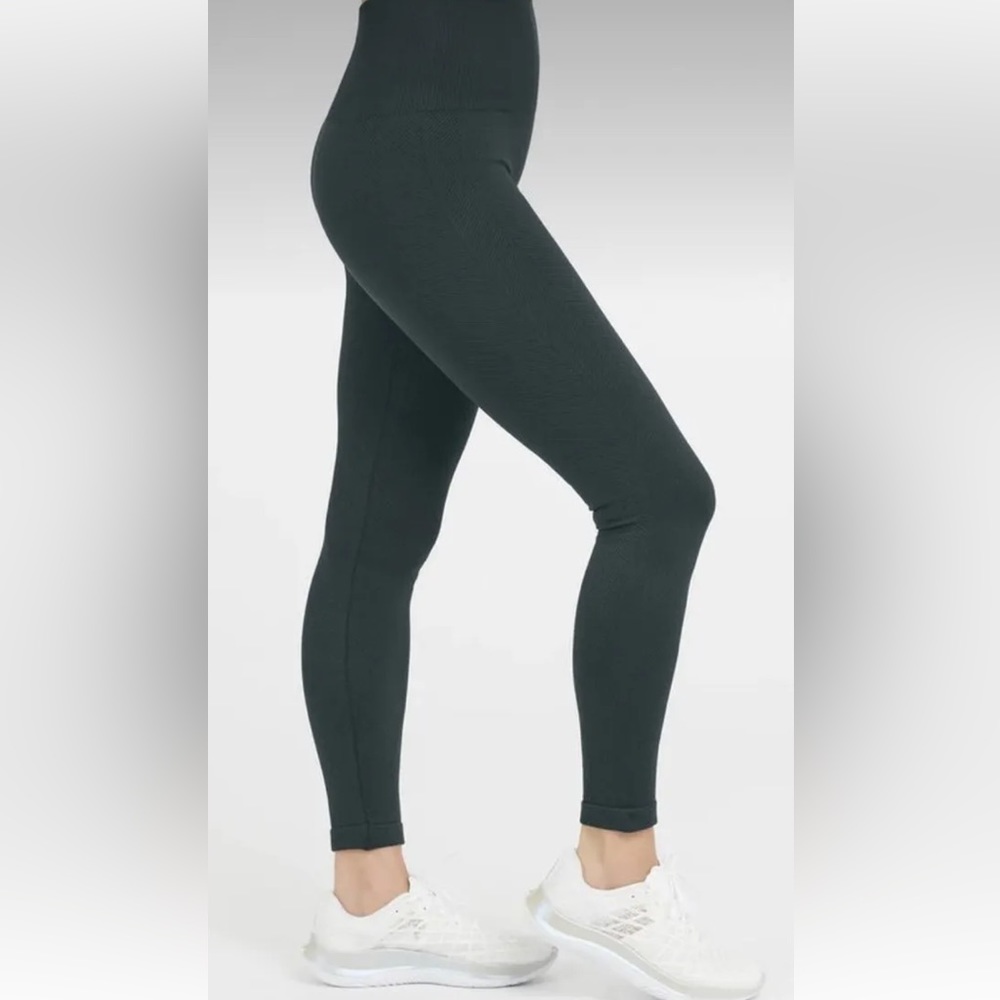 SPANX Seamless Sculpting Chevron Emerald Leggings- 1X NWT